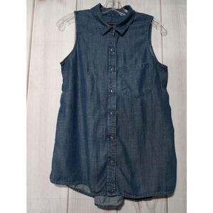 Banana Republic Shirt Ladies Small Blue Chambray Sleeveless‎